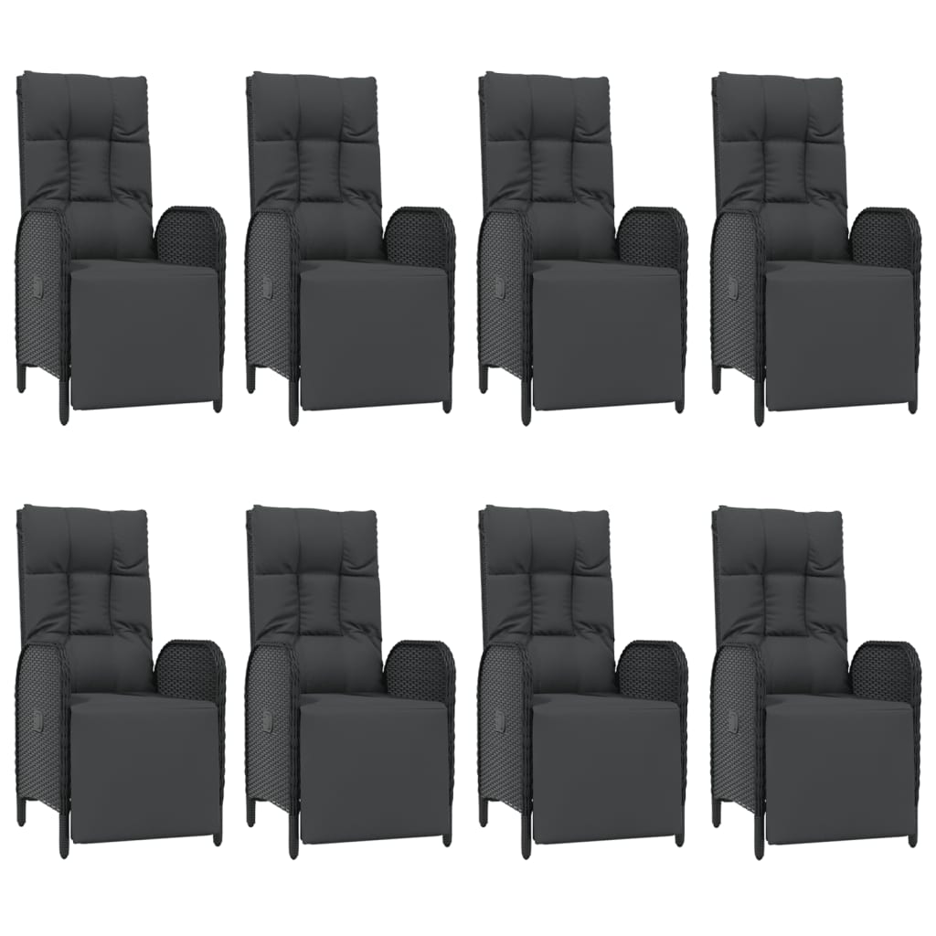 vidaXL Set mobilier de grădină cu perne, 9 piese, negru, poliratan vidaXL Set mobilier de grădină cu perne, 9 piese, negru, poliratan