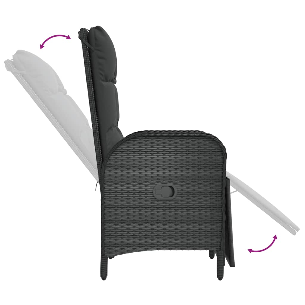 vidaXL Set mobilier de grădină cu perne, 9 piese, negru, poliratan vidaXL Set mobilier de grădină cu perne, 9 piese, negru, poliratan