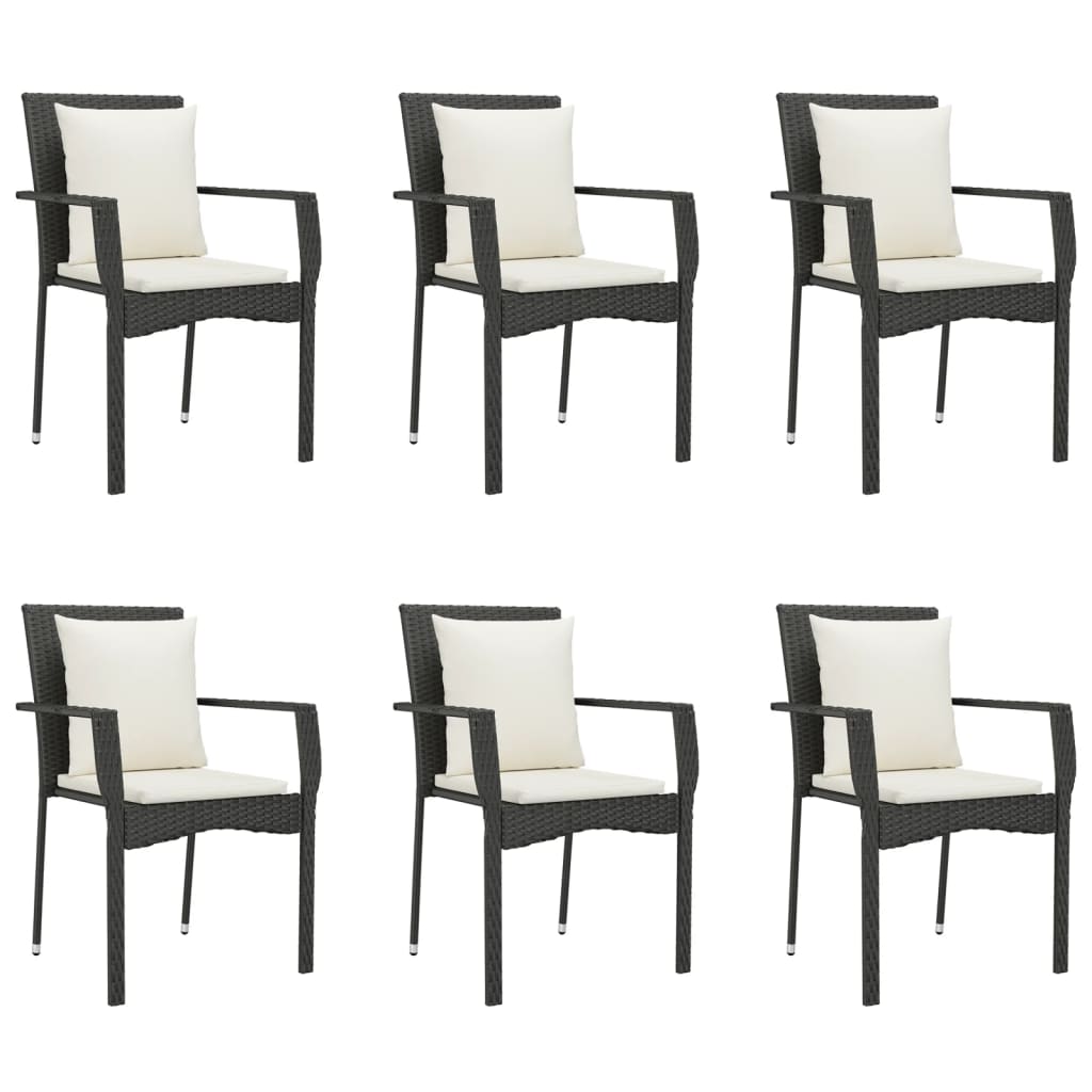 vidaXL Set mobilier de grădină cu perne, 7 piese, negru, poliratan vidaXL Set mobilier de grădină cu perne, 7 piese, negru, poliratan