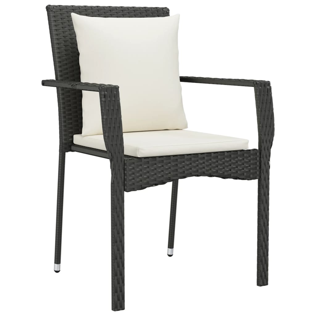 vidaXL Set mobilier de grădină cu perne, 9 piese, negru, poliratan vidaXL Set mobilier de grădină cu perne, 9 piese, negru, poliratan
