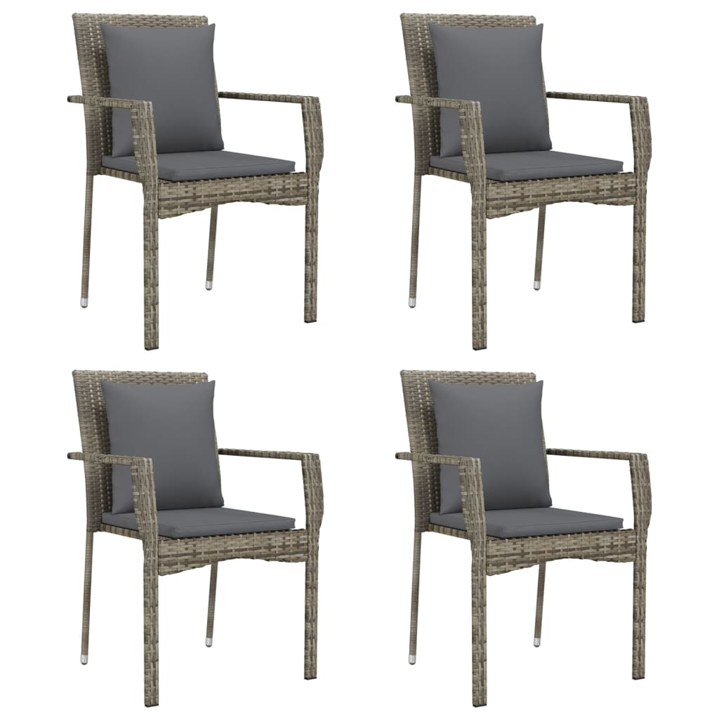 vidaXL Set mobilier grădină cu perne, 5 piese, negru și gri, poliratan