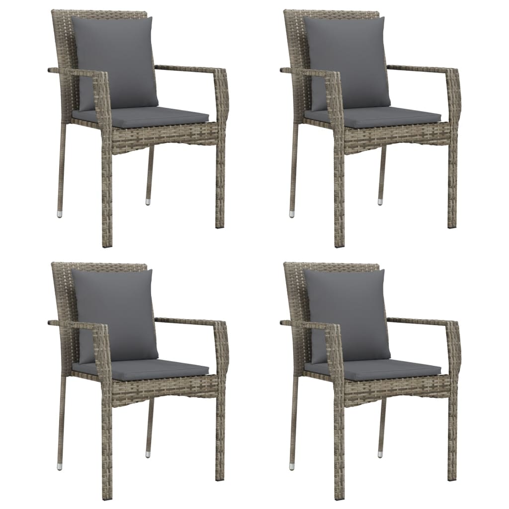 vidaXL Set mobilier grădină cu perne, 5 piese, negru și gri, poliratan