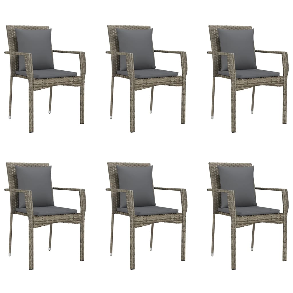 vidaXL Set mobilier de grădină cu perne, 7 piese, negru/gri, poliratan vidaXL Set mobilier de grădină cu perne, 7 piese, negru/gri, poliratan