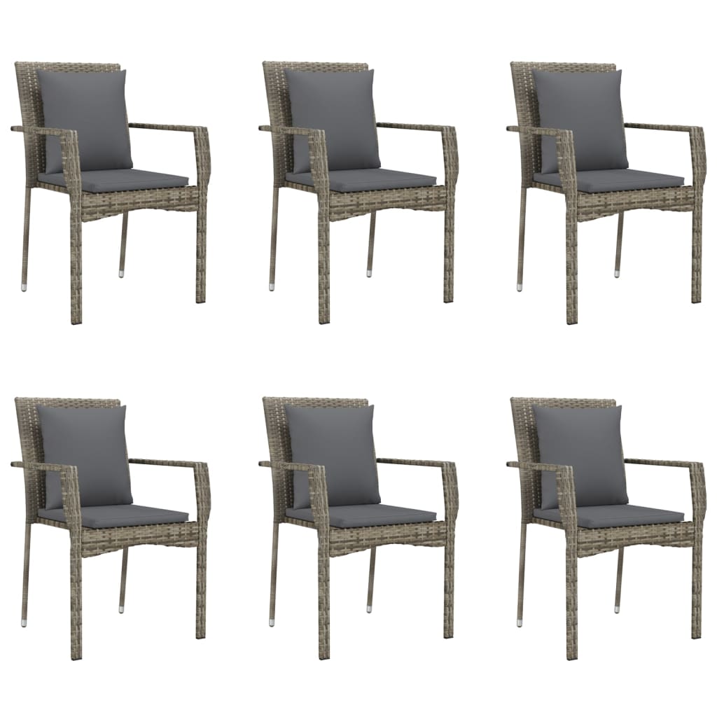 vidaXL Set mobilier de grădină cu perne, 7 piese, negru/gri, poliratan vidaXL Set mobilier de grădină cu perne, 7 piese, negru/gri, poliratan
