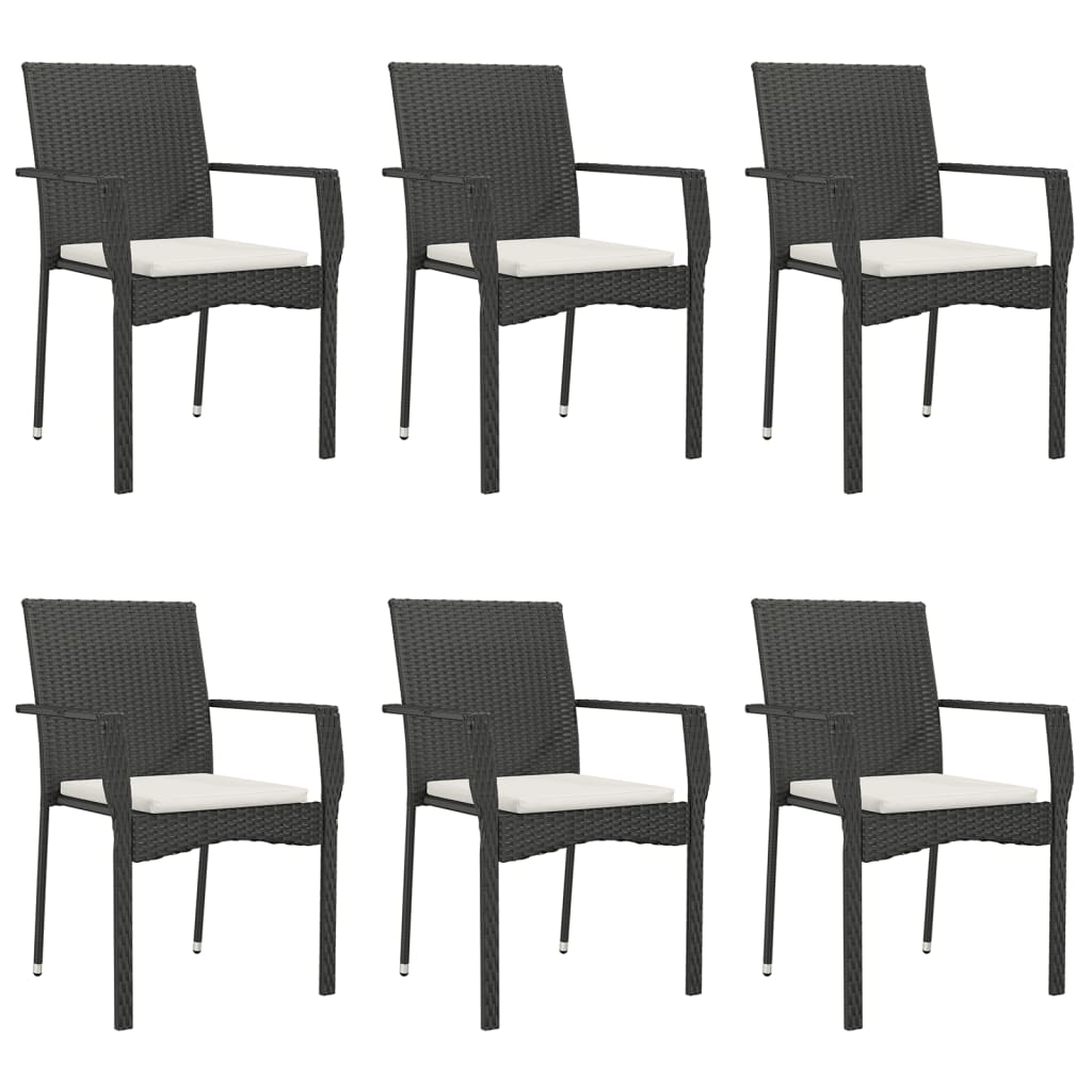 vidaXL Set mobilier de grădină cu perne, 7 piese, negru, poliratan vidaXL Set mobilier de grădină cu perne, 7 piese, negru, poliratan