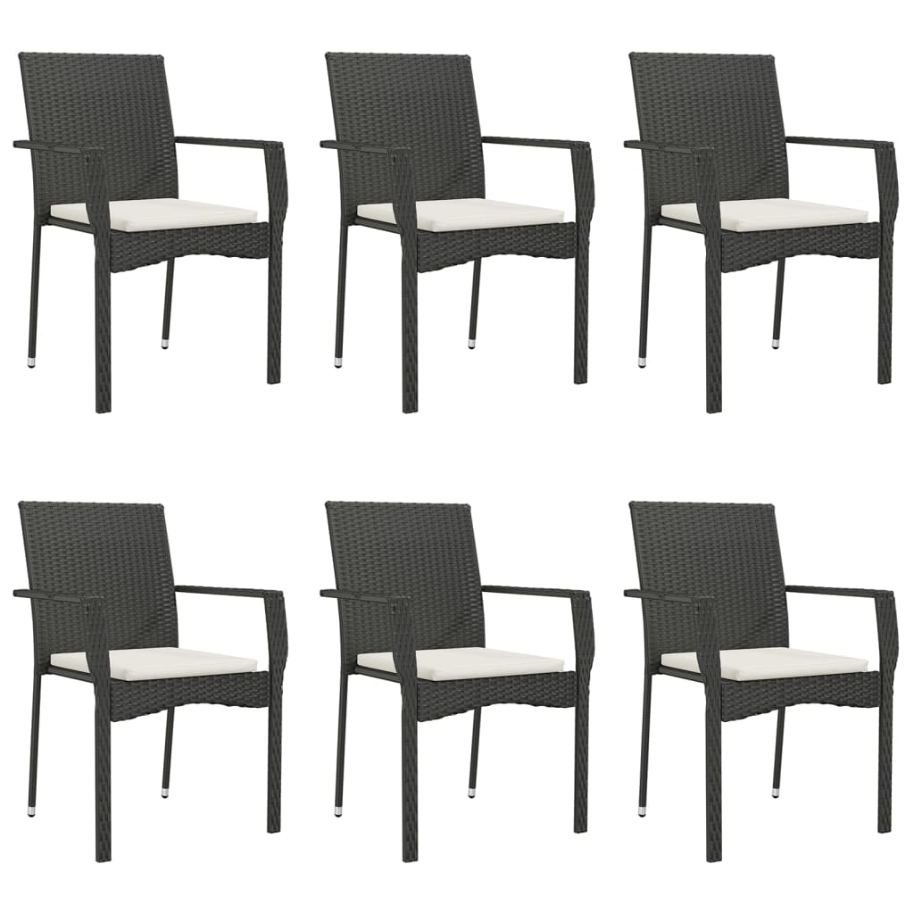 vidaXL Set mobilier de grădină cu perne, 7 piese, negru, poliratan vidaXL Set mobilier de grădină cu perne, 7 piese, negru, poliratan