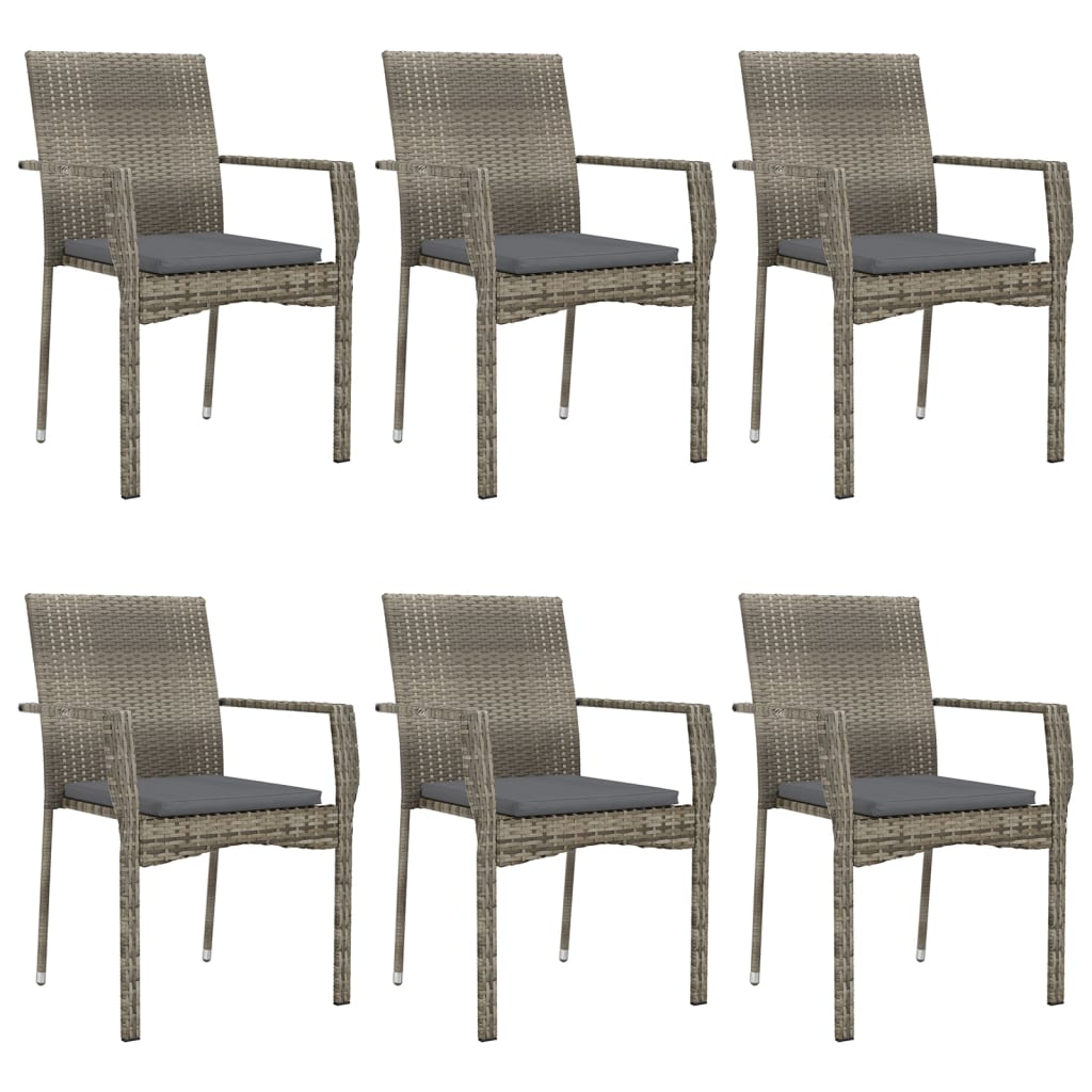 vidaXL Set mobilier de grădină cu perne, 7 piese, negru/gri, poliratan vidaXL Set mobilier de grădină cu perne, 7 piese, negru/gri, poliratan