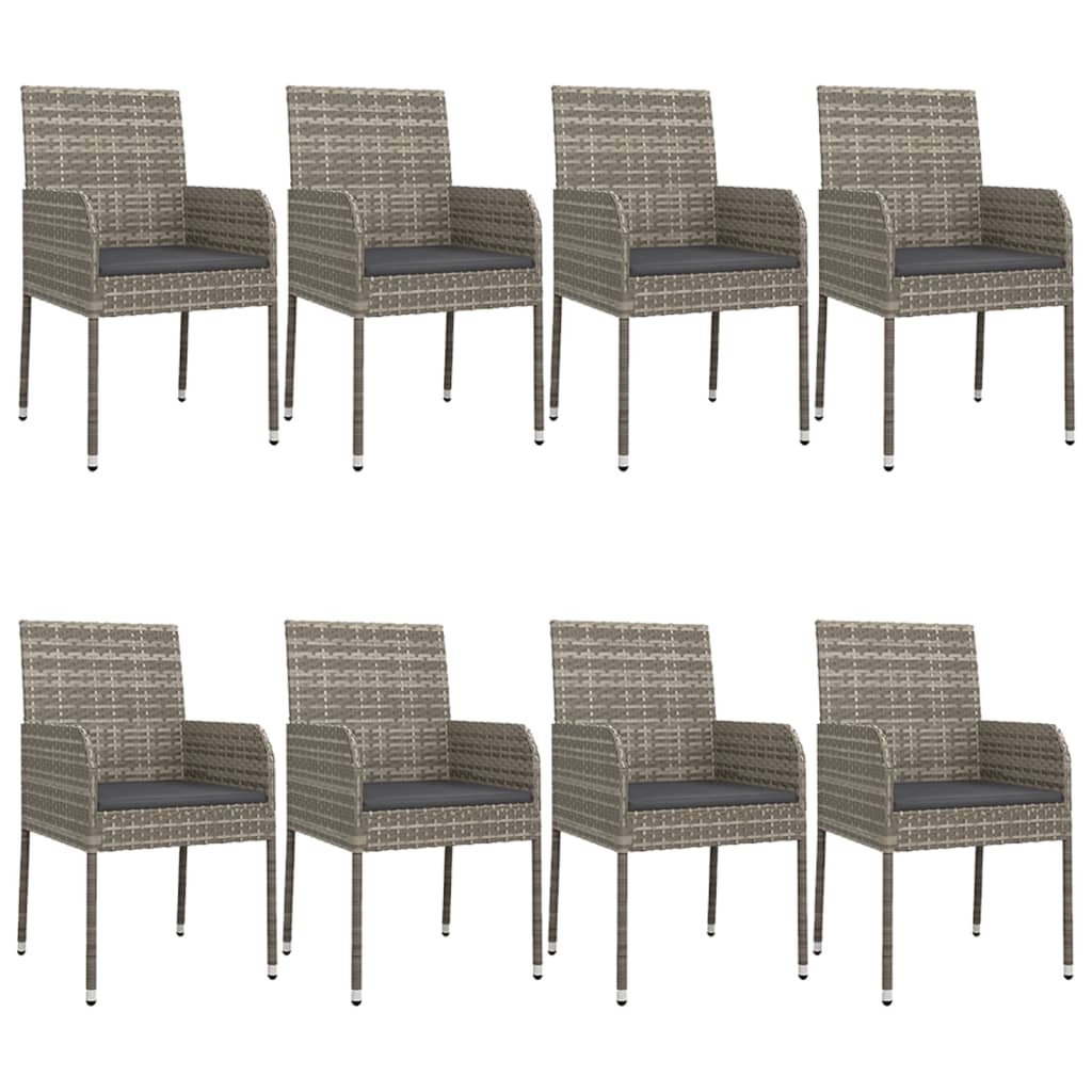 vidaXL Set mobilier de grădină cu perne, 9 piese, negru/gri, poliratan