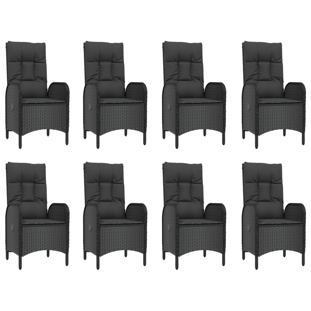 vidaXL Set mobilier de grădină cu perne, 9 piese, negru, poliratan vidaXL Set mobilier de grădină cu perne, 9 piese, negru, poliratan