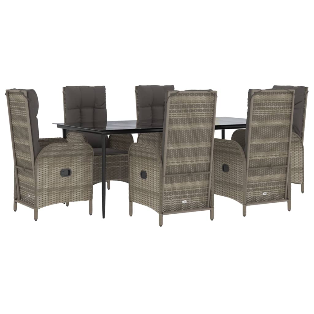 vidaXL Set mobilier de grădină cu perne, 7 piese, negru/gri, poliratan vidaXL Set mobilier de grădină cu perne, 7 piese, negru/gri, poliratan