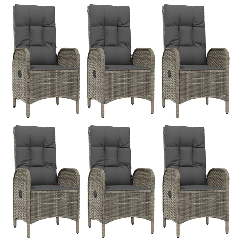 vidaXL Set mobilier de grădină cu perne, 7 piese, negru/gri, poliratan vidaXL Set mobilier de grădină cu perne, 7 piese, negru/gri, poliratan