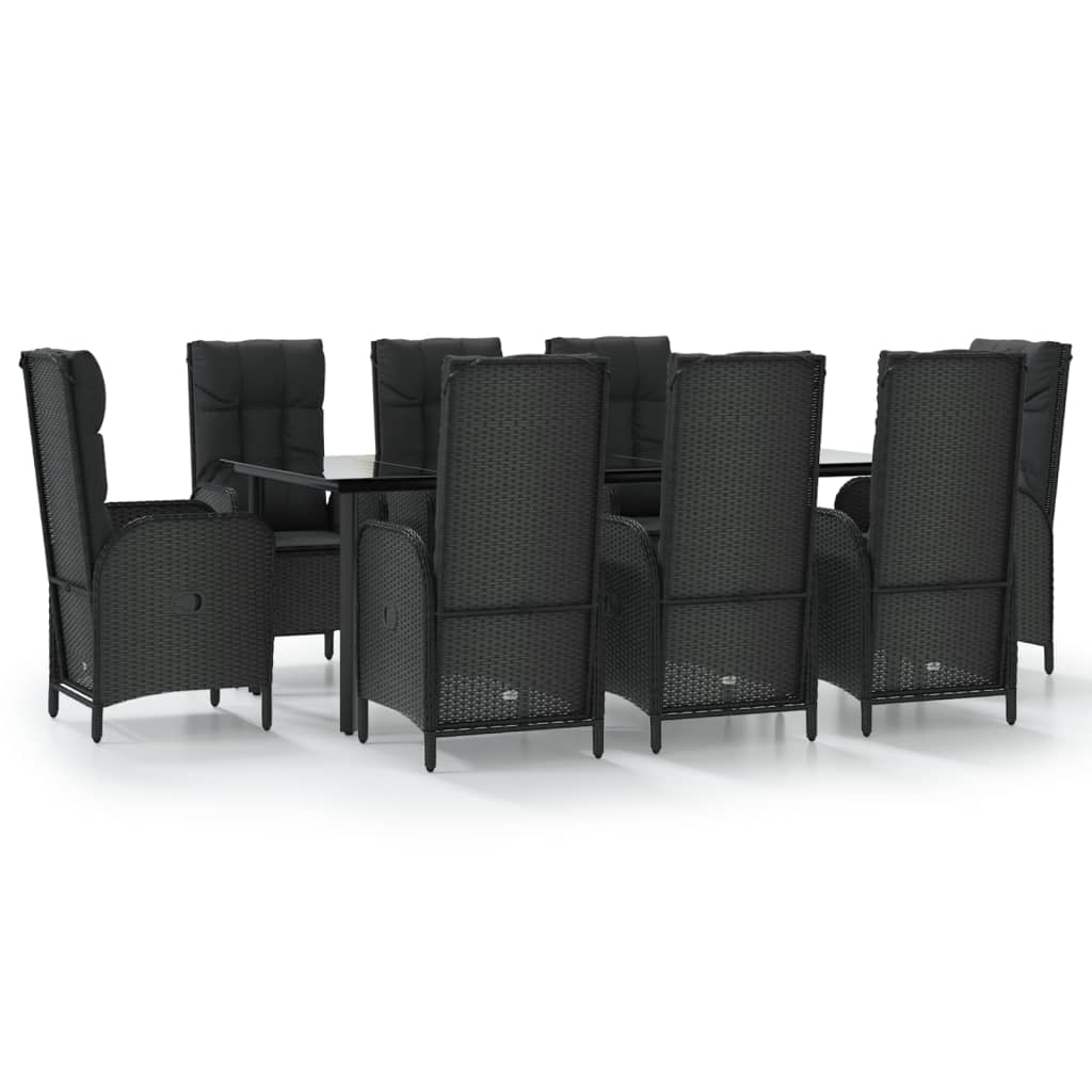 vidaXL Set mobilier de grădină cu perne, 9 piese, negru, poliratan vidaXL Set mobilier de grădină cu perne, 9 piese, negru, poliratan