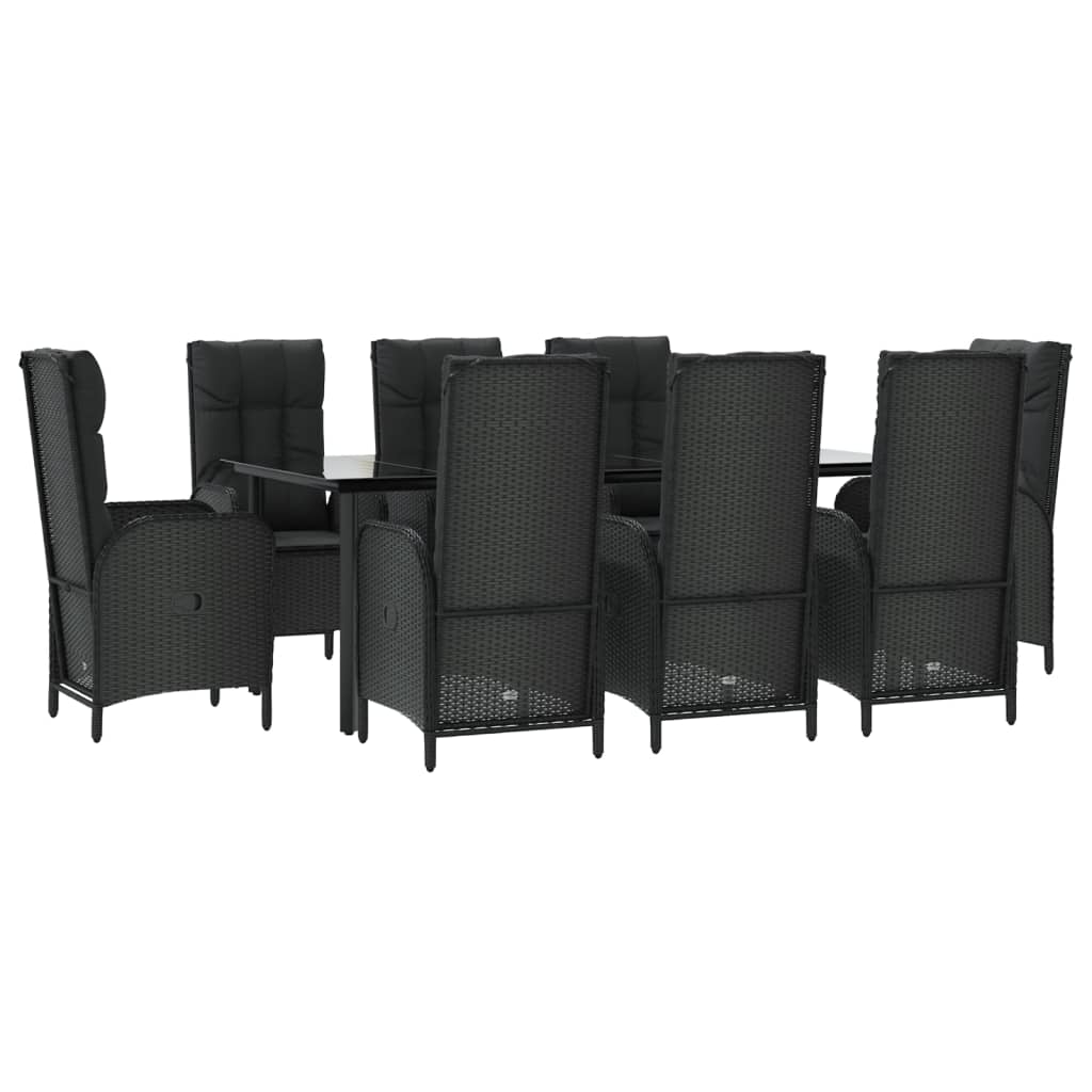 vidaXL Set mobilier de grădină cu perne, 9 piese, negru, poliratan vidaXL Set mobilier de grădină cu perne, 9 piese, negru, poliratan