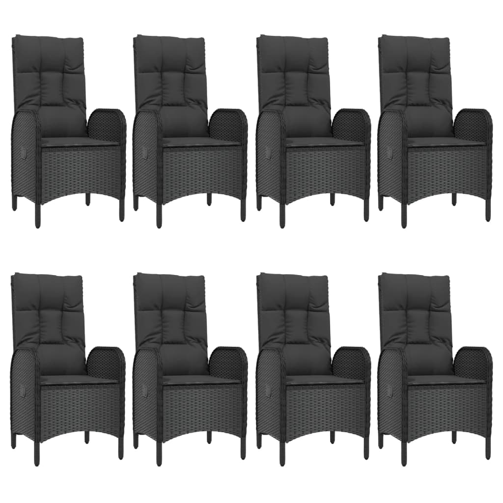 vidaXL Set mobilier de grădină cu perne, 9 piese, negru, poliratan vidaXL Set mobilier de grădină cu perne, 9 piese, negru, poliratan