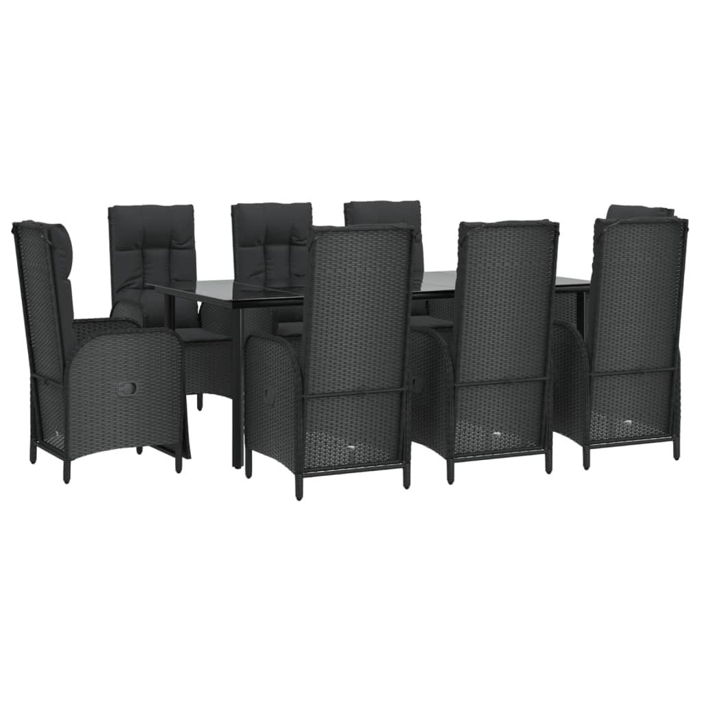 vidaXL Set mobilier de grădină cu perne, 9 piese, negru, poliratan vidaXL Set mobilier de grădină cu perne, 9 piese, negru, poliratan