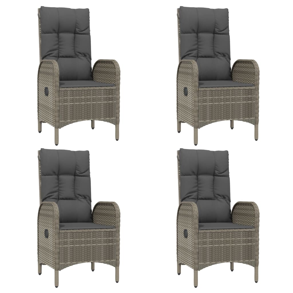 vidaXL Set mobilier grădină cu perne, 5 piese, negru și gri, poliratan