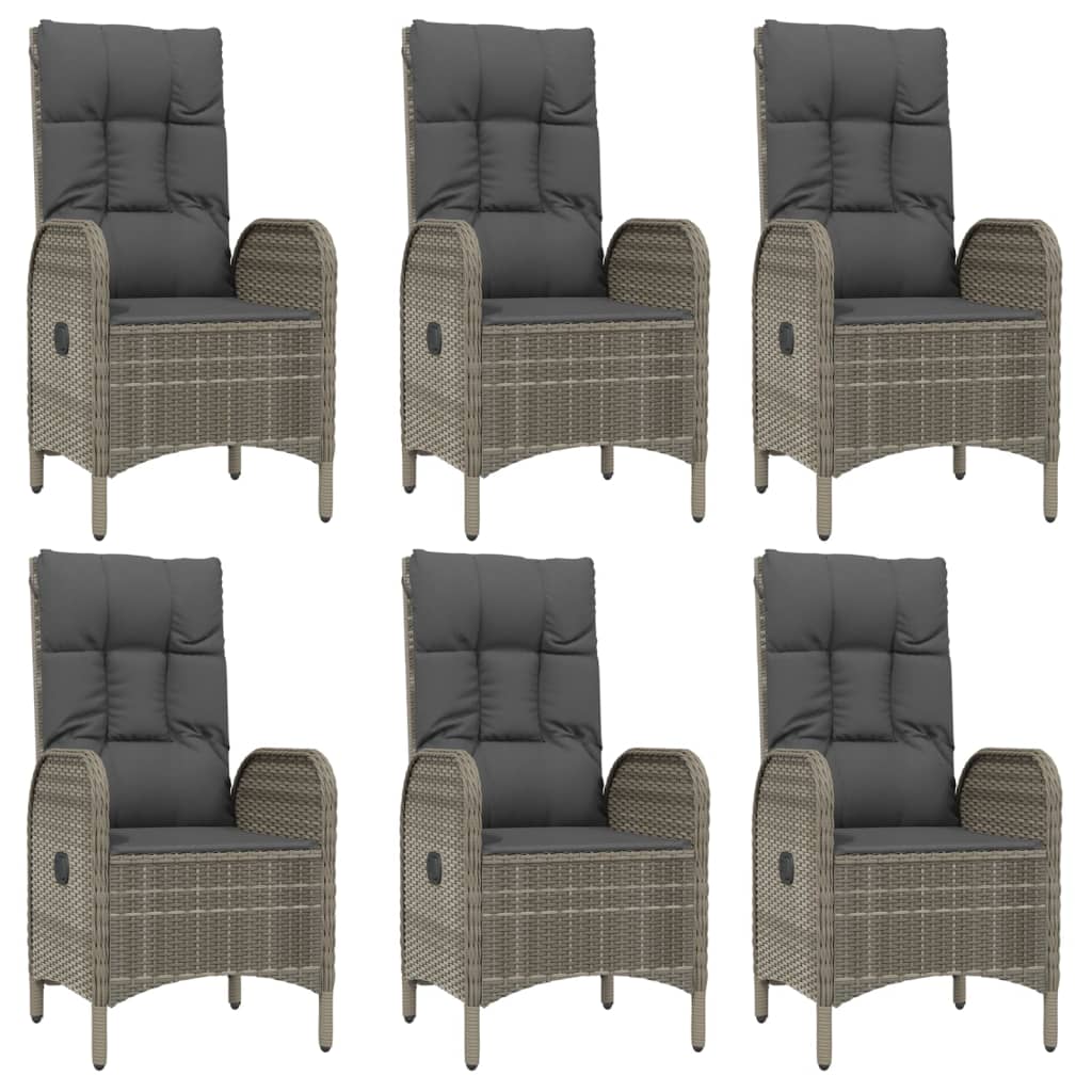 vidaXL Set mobilier de grădină cu perne, 7 piese, negru/gri, poliratan vidaXL Set mobilier de grădină cu perne, 7 piese, negru/gri, poliratan