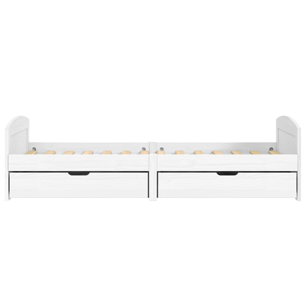 vidaXL Pat de zi cu 2 sertare "IRUN", alb, 90x200 cm, lemn masiv pin vidaXL Pat de zi cu 2 sertare "IRUN", alb, 90x200 cm, lemn masiv pin