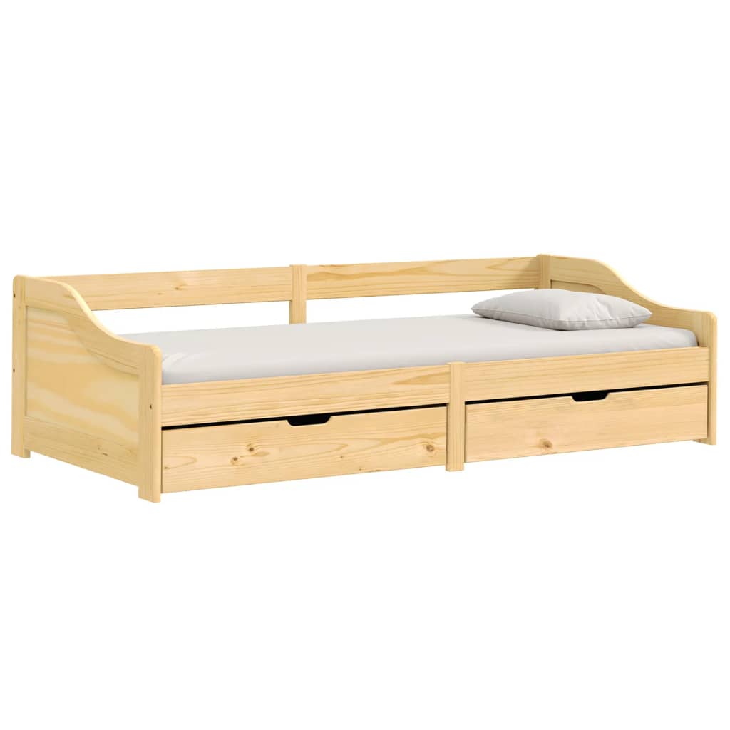 vidaXL Pat de zi cu 2 sertare "IRUN", 90x200 cm, lemn masiv pin vidaXL Pat de zi cu 2 sertare "IRUN", 90x200 cm, lemn masiv pin