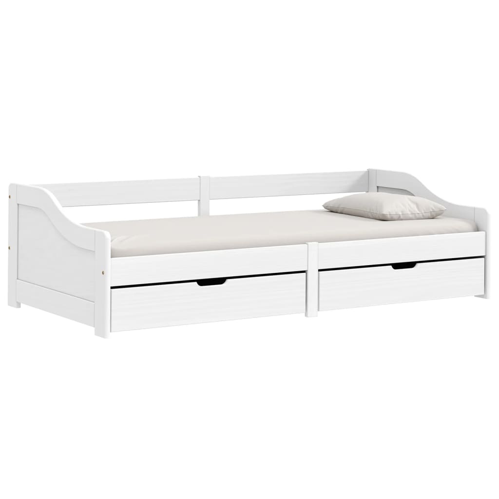 vidaXL Pat de zi cu 2 sertare "IRUN", alb, 90x200 cm, lemn masiv pin vidaXL Pat de zi cu 2 sertare "IRUN", alb, 90x200 cm, lemn masiv pin