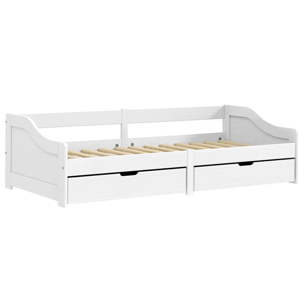 vidaXL Pat de zi cu 2 sertare "IRUN", alb, 90x200 cm, lemn masiv pin vidaXL Pat de zi cu 2 sertare "IRUN", alb, 90x200 cm, lemn masiv pin