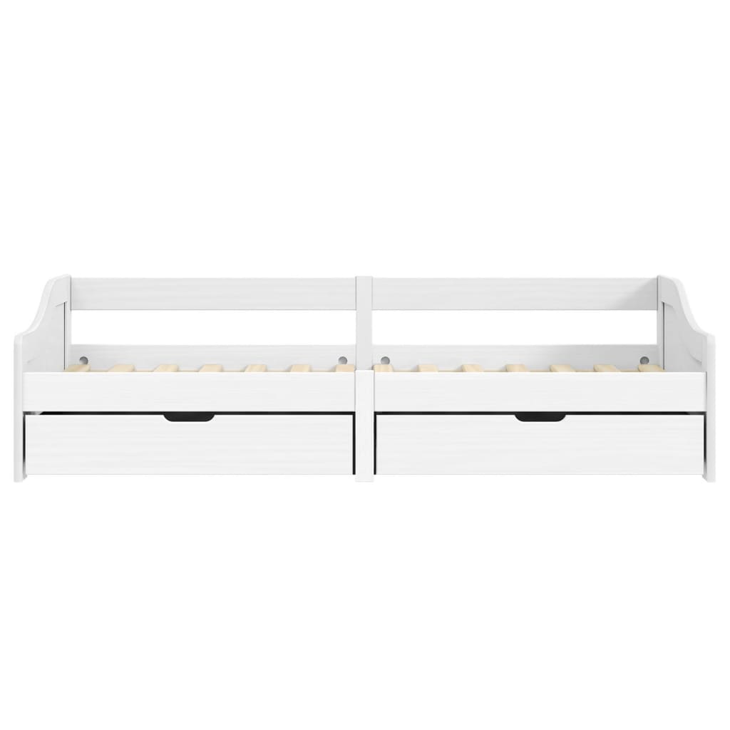 vidaXL Pat de zi cu 2 sertare "IRUN", alb, 90x200 cm, lemn masiv pin vidaXL Pat de zi cu 2 sertare "IRUN", alb, 90x200 cm, lemn masiv pin