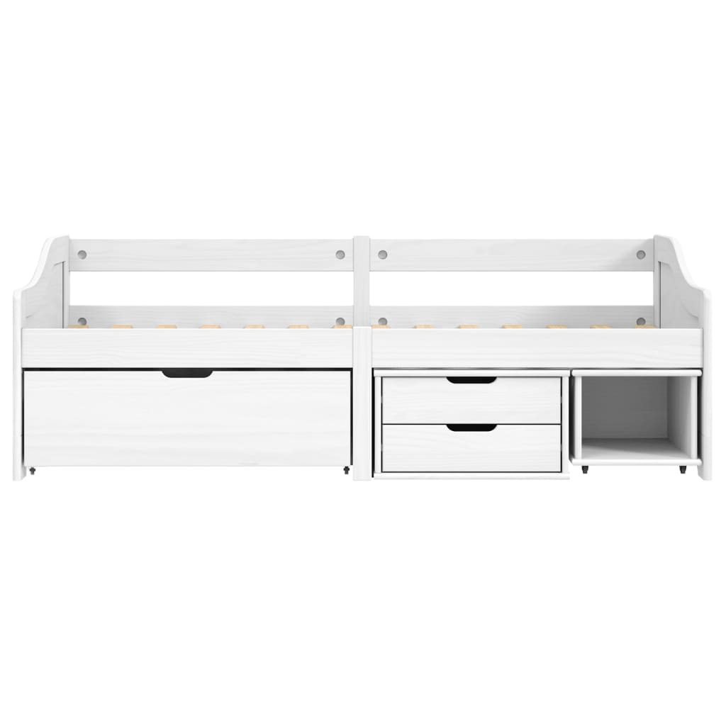 vidaXL Pat de zi cu 3 sertare "IRUN", alb, 90x200 cm, lemn masiv pin vidaXL Pat de zi cu 3 sertare "IRUN", alb, 90x200 cm, lemn masiv pin