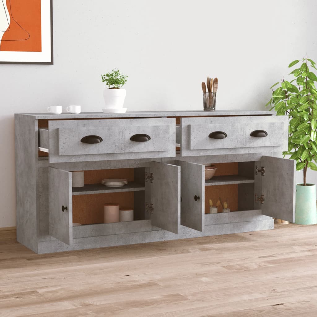 vidaXL Servante, 2 piese, gri beton, lemn prelucrat