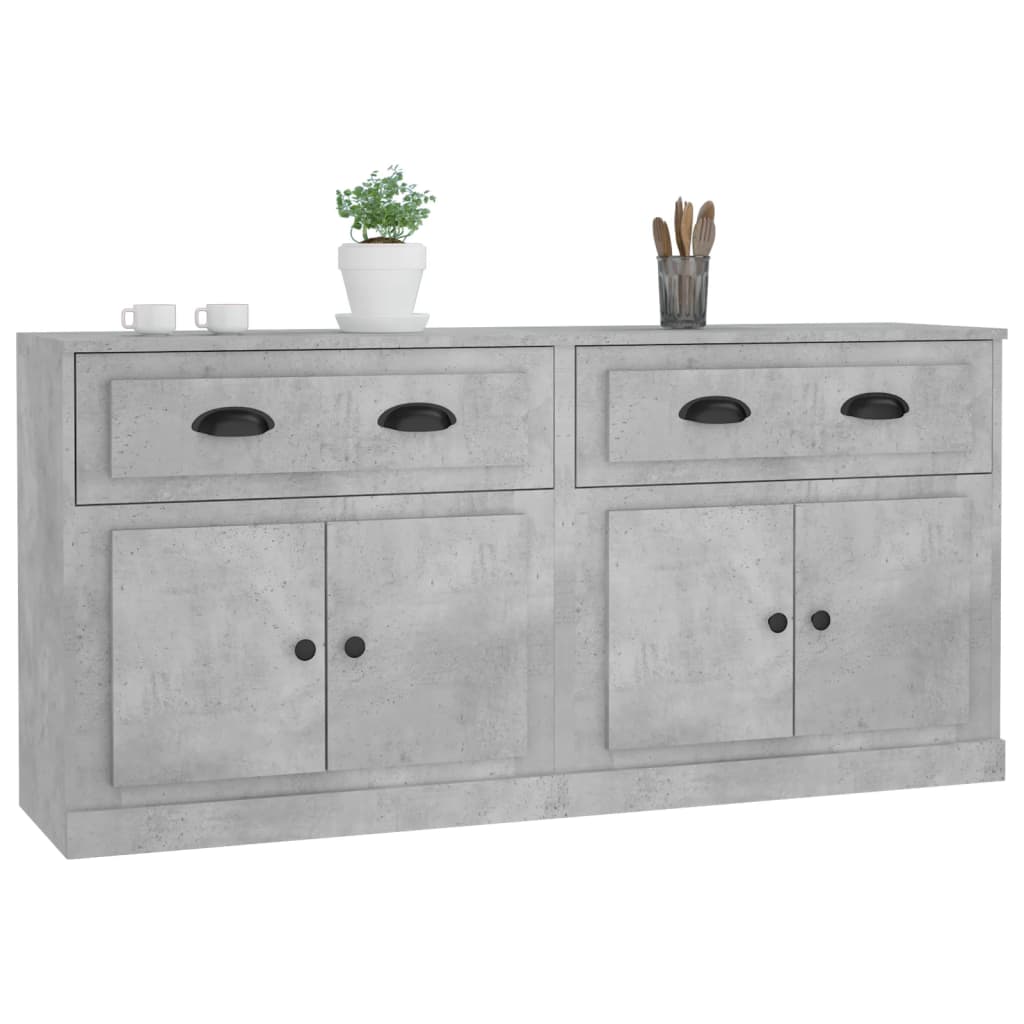 vidaXL Servante, 2 piese, gri beton, lemn prelucrat