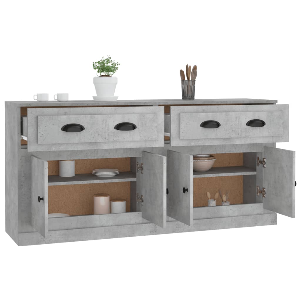 vidaXL Servante, 2 piese, gri beton, lemn prelucrat
