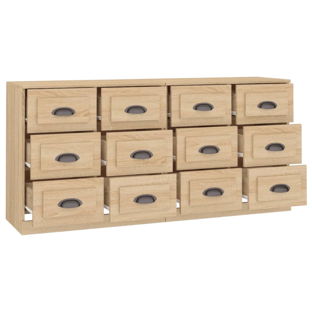 vidaXL Servante, 2 piese, stejar sonoma, lemn prelucrat