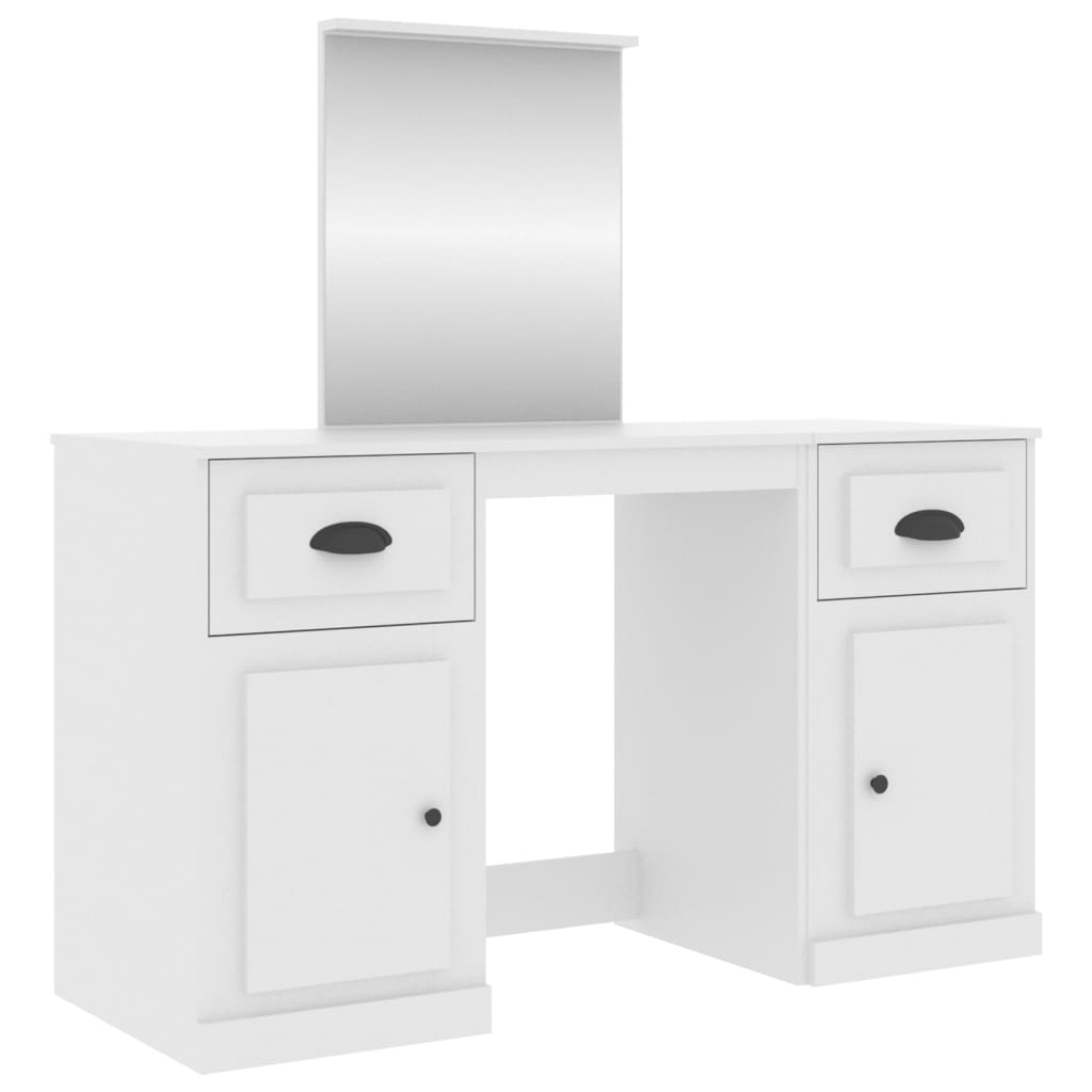 vidaXL Masă de toaletă cu oglindă, alb, 130x50x132,5 cm