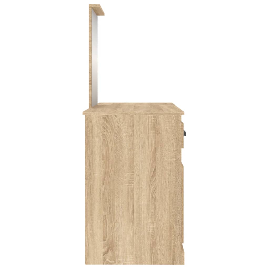 vidaXL Masă de toaletă cu oglindă, stejar sonoma, 130x50x132,5 cm