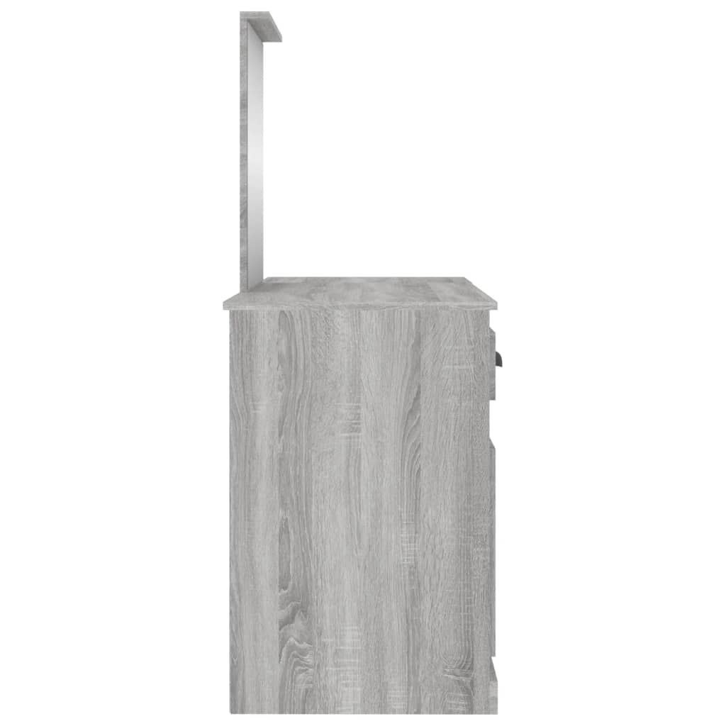 vidaXL Masă de toaletă cu oglindă, sonoma gri, 130x50x132,5 cm