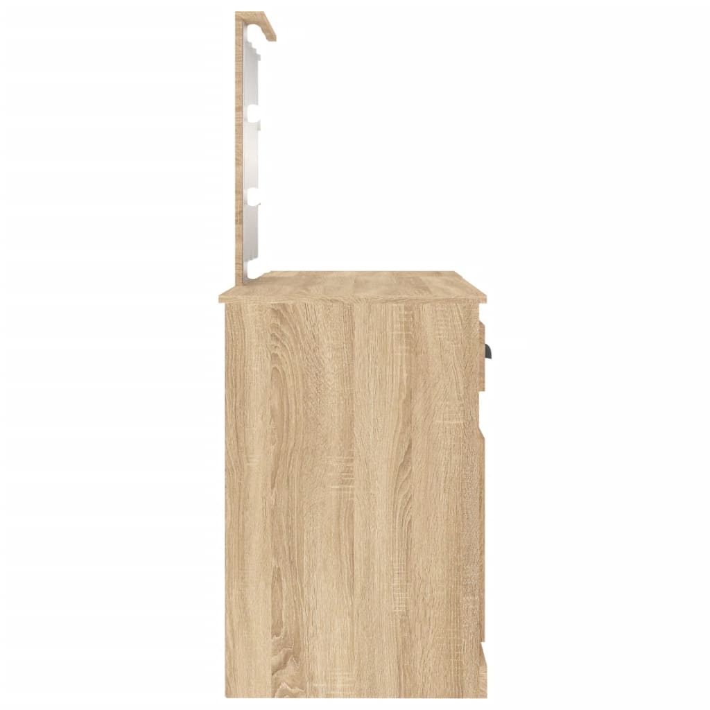 vidaXL Masă de toaletă cu LED, stejar sonoma, 130x50x132,5 cm