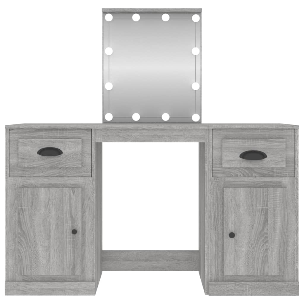 vidaXL Masă de toaletă cu LED, sonoma gri, 130x50x132,5 cm vidaXL Masă de toaletă cu LED, sonoma gri, 130x50x132,5 cm