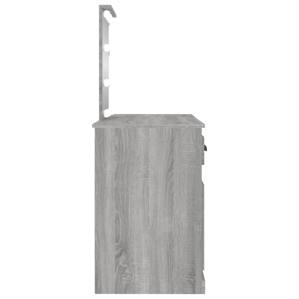 vidaXL Masă de toaletă cu LED, sonoma gri, 130x50x132,5 cm vidaXL Masă de toaletă cu LED, sonoma gri, 130x50x132,5 cm