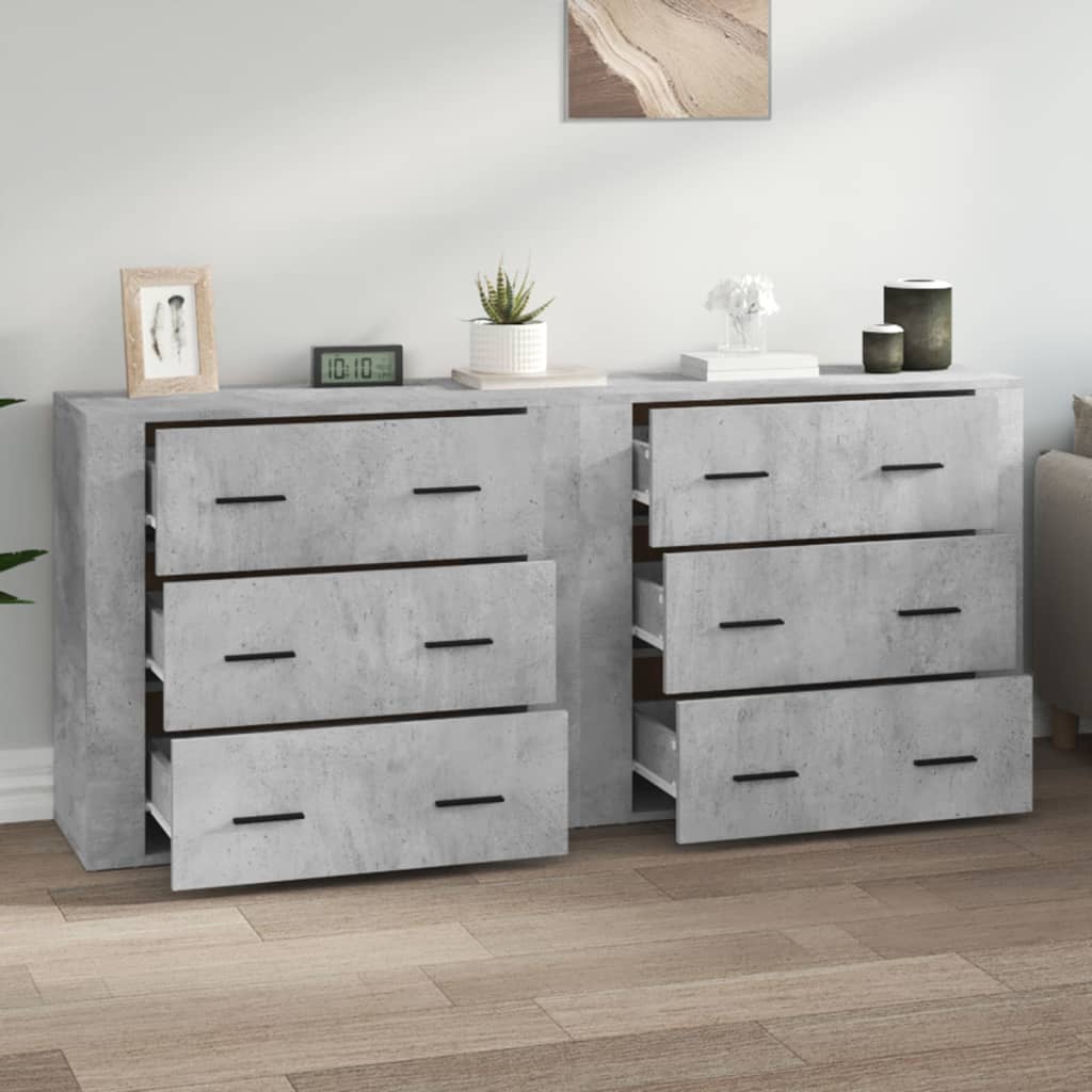 vidaXL Servante, 2 piese, gri beton, lemn prelucrat