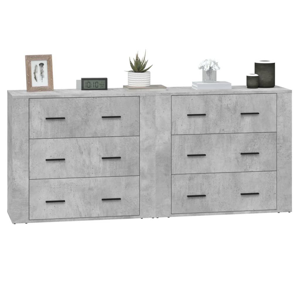 vidaXL Servante, 2 piese, gri beton, lemn prelucrat