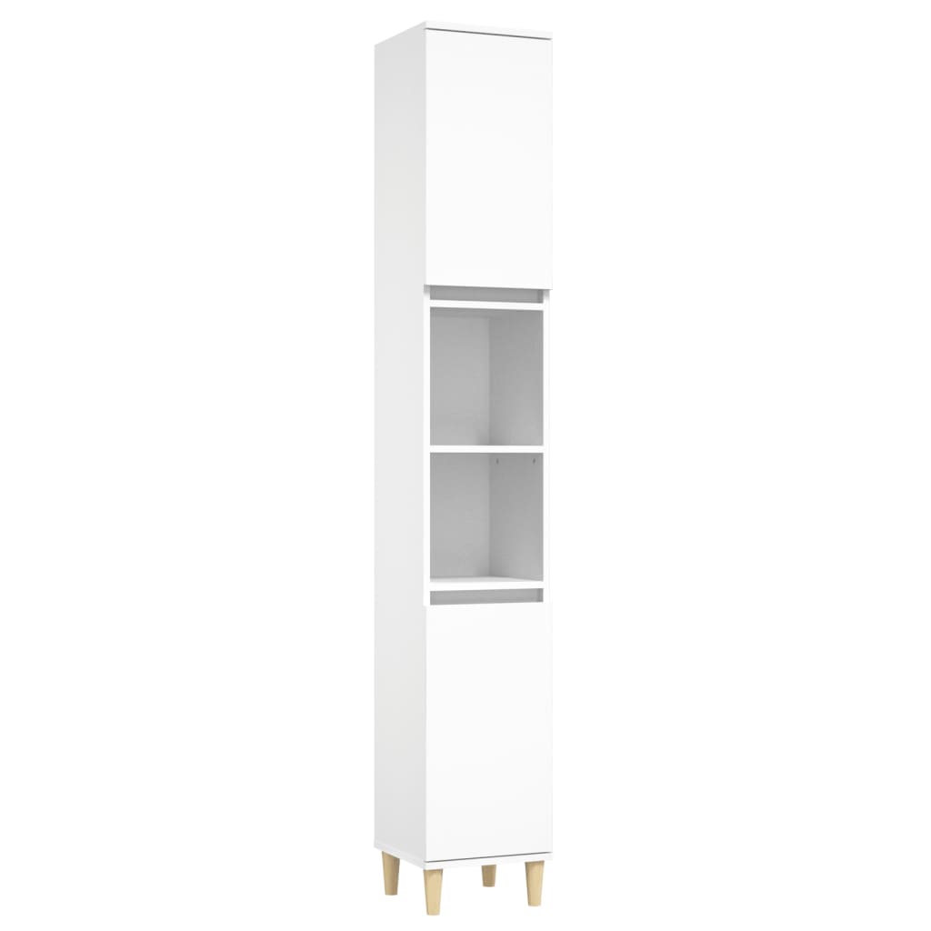 vidaXL Set mobilier de baie, 3 piese, alb, lemn compozit vidaXL Set mobilier de baie, 3 piese, alb, lemn compozit