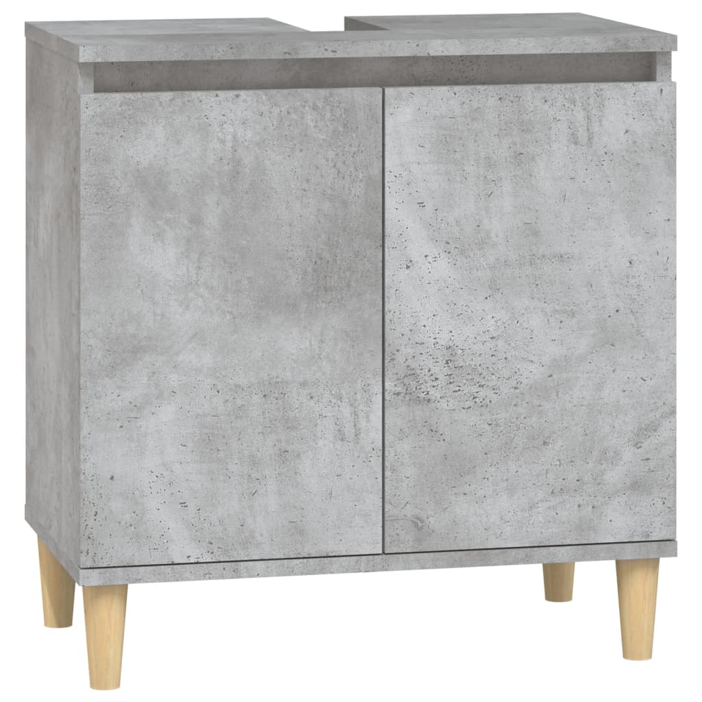 vidaXL Set mobilier de baie, 3 piese, gri beton, lemn compozit vidaXL Set mobilier de baie, 3 piese, gri beton, lemn compozit
