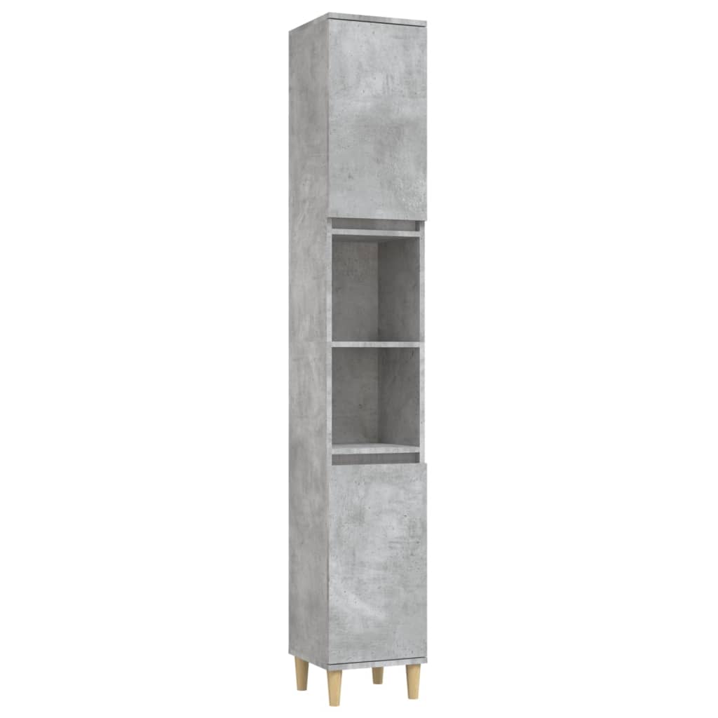 vidaXL Set mobilier de baie, 3 piese, gri beton, lemn compozit vidaXL Set mobilier de baie, 3 piese, gri beton, lemn compozit