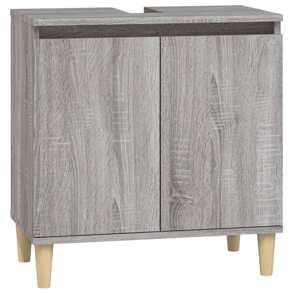 vidaXL Set mobilier de baie, 3 piese, gri sonoma, lemn prelucrat vidaXL Set mobilier de baie, 3 piese, gri sonoma, lemn prelucrat
