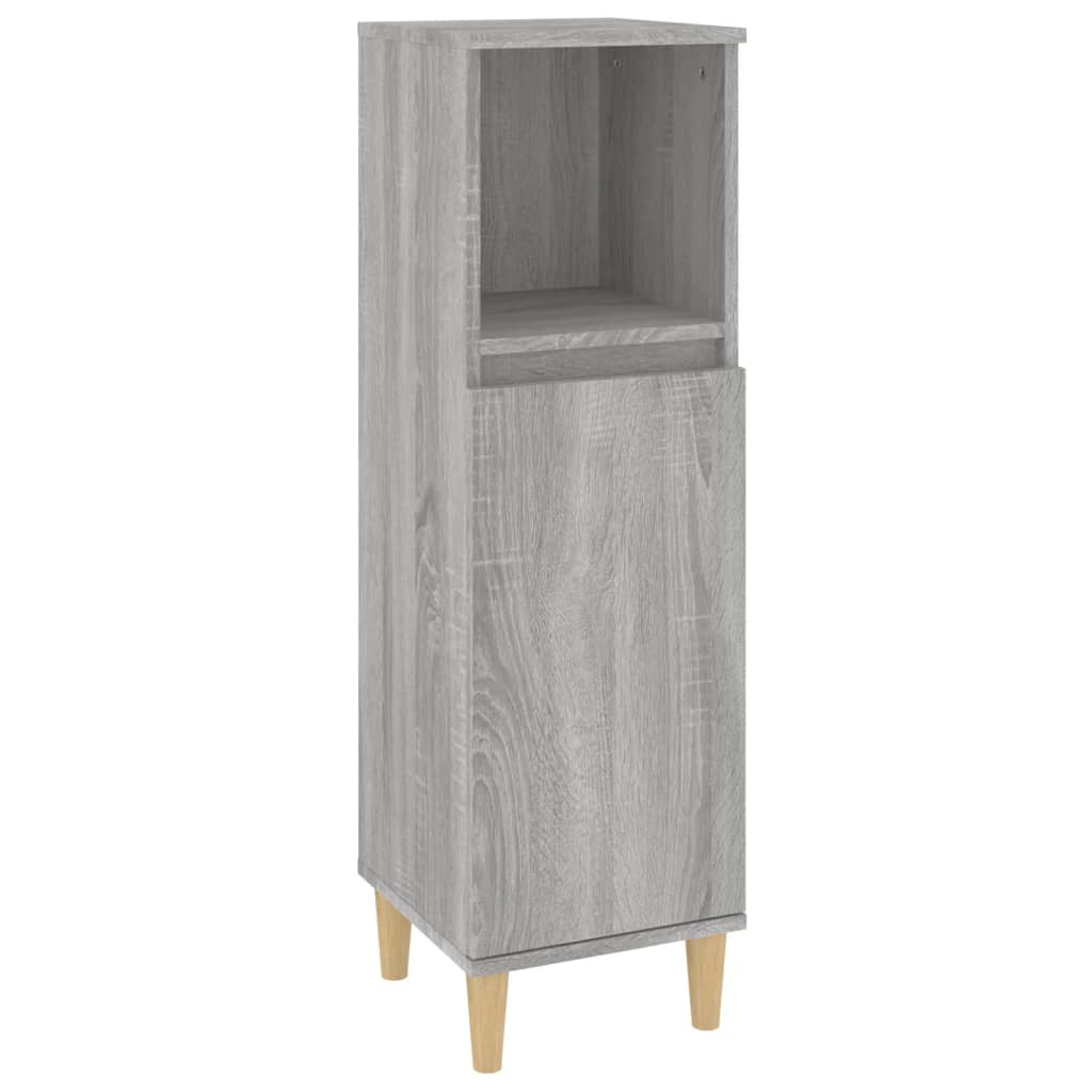 vidaXL Set mobilier de baie, 3 piese, gri sonoma, lemn prelucrat vidaXL Set mobilier de baie, 3 piese, gri sonoma, lemn prelucrat