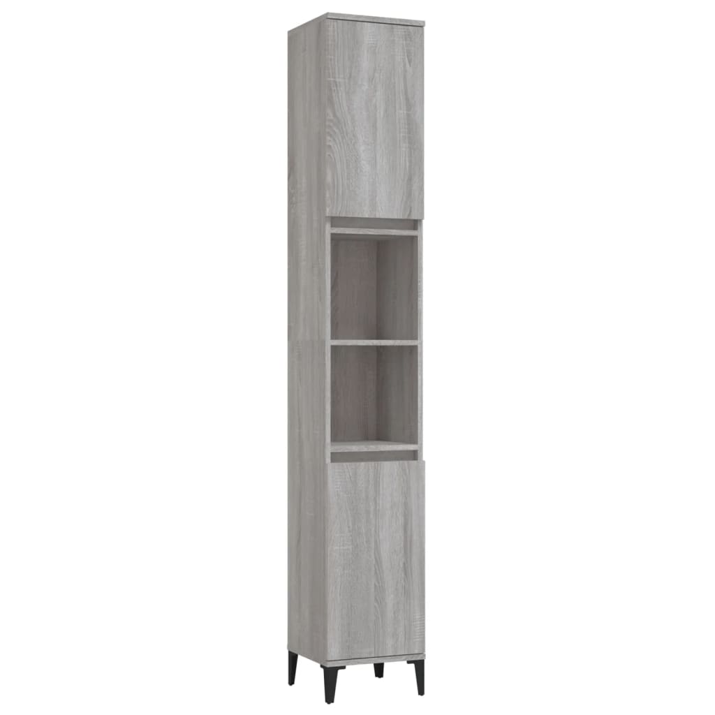 vidaXL Set mobilier de baie, 3 piese, gri sonoma, lemn prelucrat vidaXL Set mobilier de baie, 3 piese, gri sonoma, lemn prelucrat