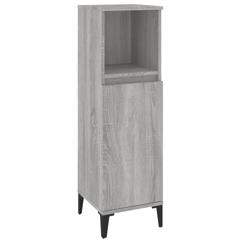 vidaXL Set mobilier de baie, 3 piese, gri sonoma, lemn prelucrat vidaXL Set mobilier de baie, 3 piese, gri sonoma, lemn prelucrat