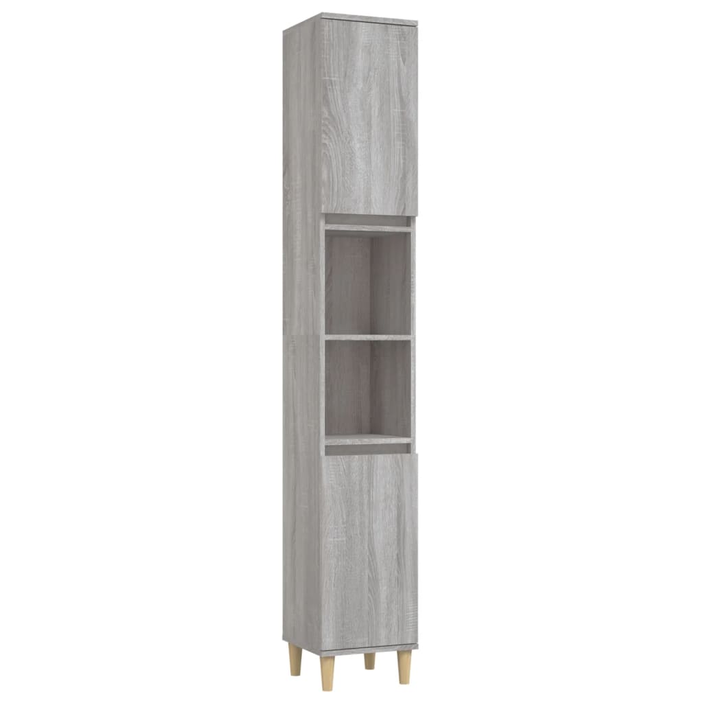 vidaXL Set mobilier de baie, 3 piese, gri sonoma, lemn prelucrat vidaXL Set mobilier de baie, 3 piese, gri sonoma, lemn prelucrat