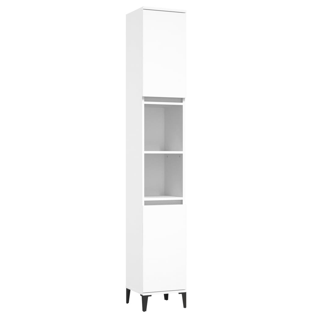 vidaXL Set mobilier de baie, 3 piese, alb, lemn compozit vidaXL Set mobilier de baie, 3 piese, alb, lemn compozit