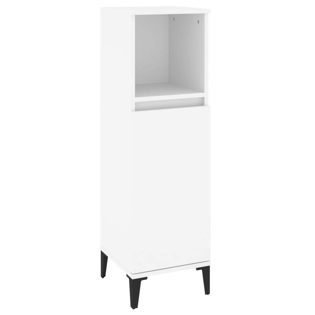 vidaXL Set mobilier de baie, 3 piese, alb, lemn compozit vidaXL Set mobilier de baie, 3 piese, alb, lemn compozit