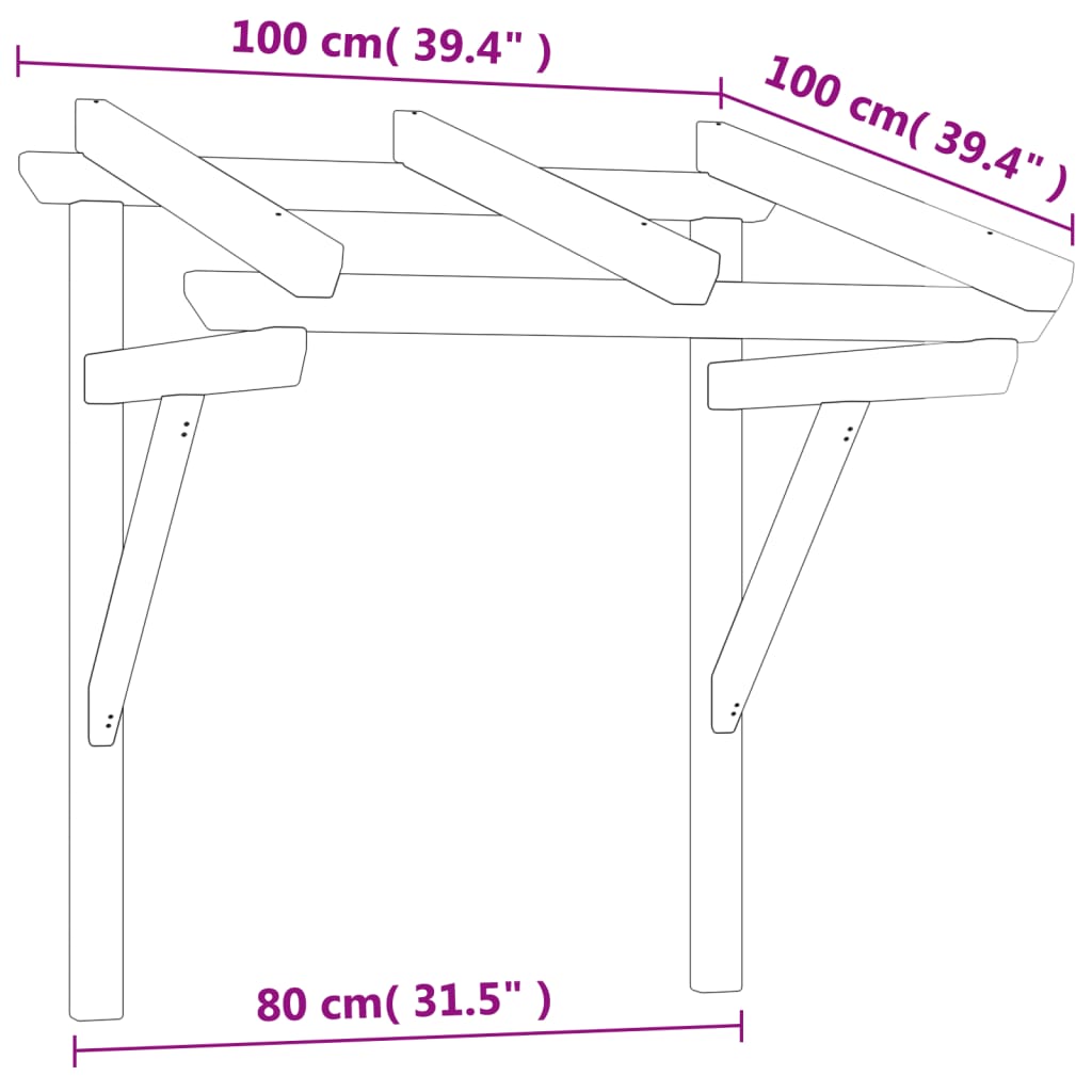vidaXL Copertină de ușă, 100x100x80 cm, lemn masiv de pin tratat vidaXL Copertină de ușă, 100x100x80 cm, lemn masiv de pin tratat